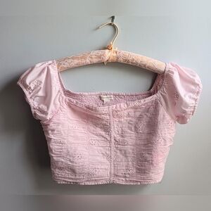 Aeropostale 100% Eyelet Cotton Pink Crop Top Size L